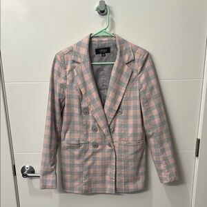 CoffeeShop Double Breasted Plaid Blazer